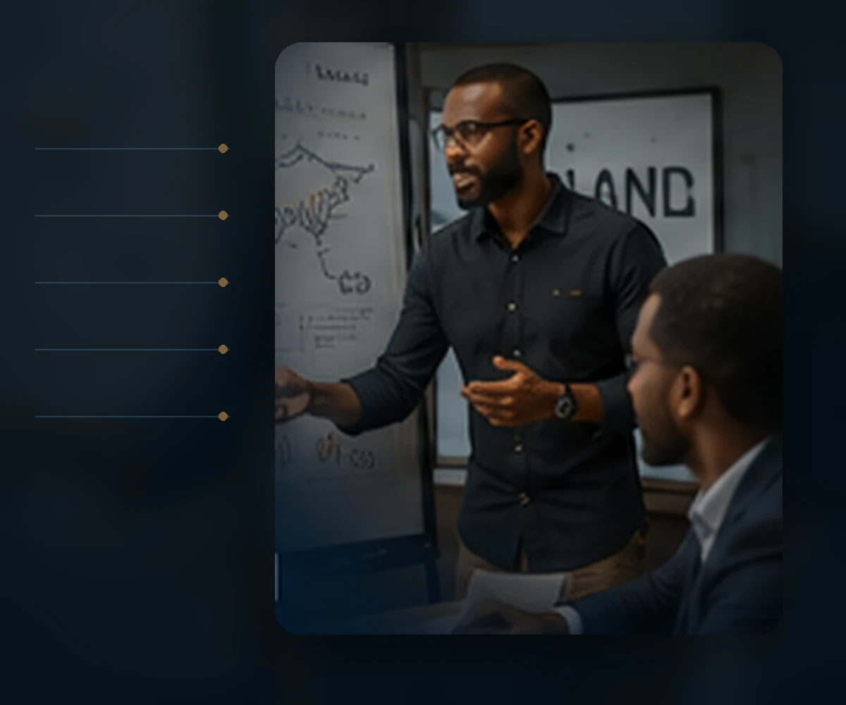 A senior operator leading a strategy and execution session